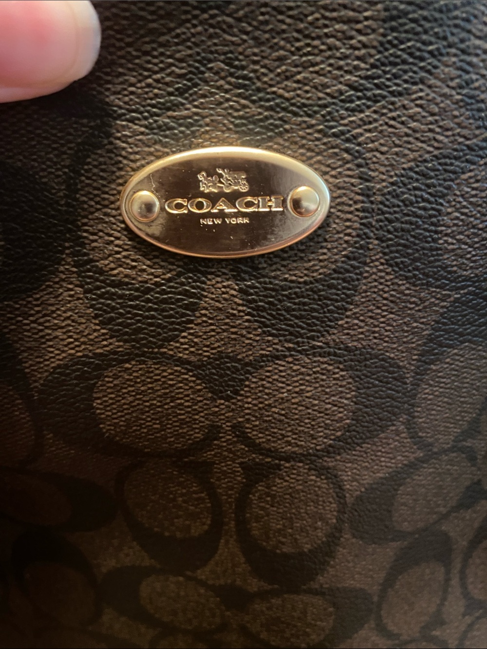 Coach Dark Brown Signature Canvas Tote with Black Straps - Picture 2 of 5